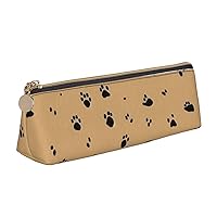 Animal Paw Printed Pattern Pen Case Small Pencil Bag Triangle Pu Leather Pen Pouch Pen Bag Storage Bag With Zipper