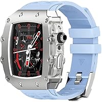 HOUCY Legierung Uhrengehäuse Gummi Uhrenarmband Modifikation Kit, für Apple Watch 8 7 45 mm, Luxus Upgrade Edelstahl Herren Uhrengehäuse Armband, für iWatch Serie 6 5 4 SE 44 mm