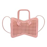 Amamcy Fashion Candy Color Handbag Satchel Mini Pink Purse Jelly Shoulder Bag Crossbody Purse with Pearls Handle Chain Strap