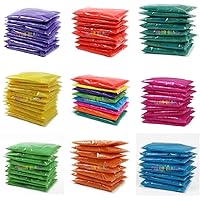 Color Blaze 120 Holi Color Powder Packets - 75 g Each - Pack of 8 Multi Colored Powders - Pink, Red, Orange, Yellow, Green, Teal, Blue, Purple - for Toss, Rangoli, Fun Run, War, Party & Festival