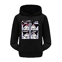 Child Kuromi Cute Graphic Hoodies-Girls Comfy Pockets Long Sleeve Hooded Pullover Sweatshirts for Fall(7 Colors)