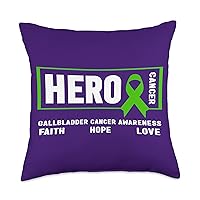 Gallbladder Cancer Awareness Shirt - Gallbladder Cancer Hero Throw Pillow