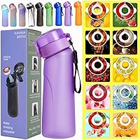 2024 Air Water Bottle,New Scent Water Bottle with Air Water Flavour Pod,Leak Proof Sports Water Cup with Straw,Fruit Fragrance Water Bottle Suitable for Outdoor Gift (Matte Purple+10 Pods)
