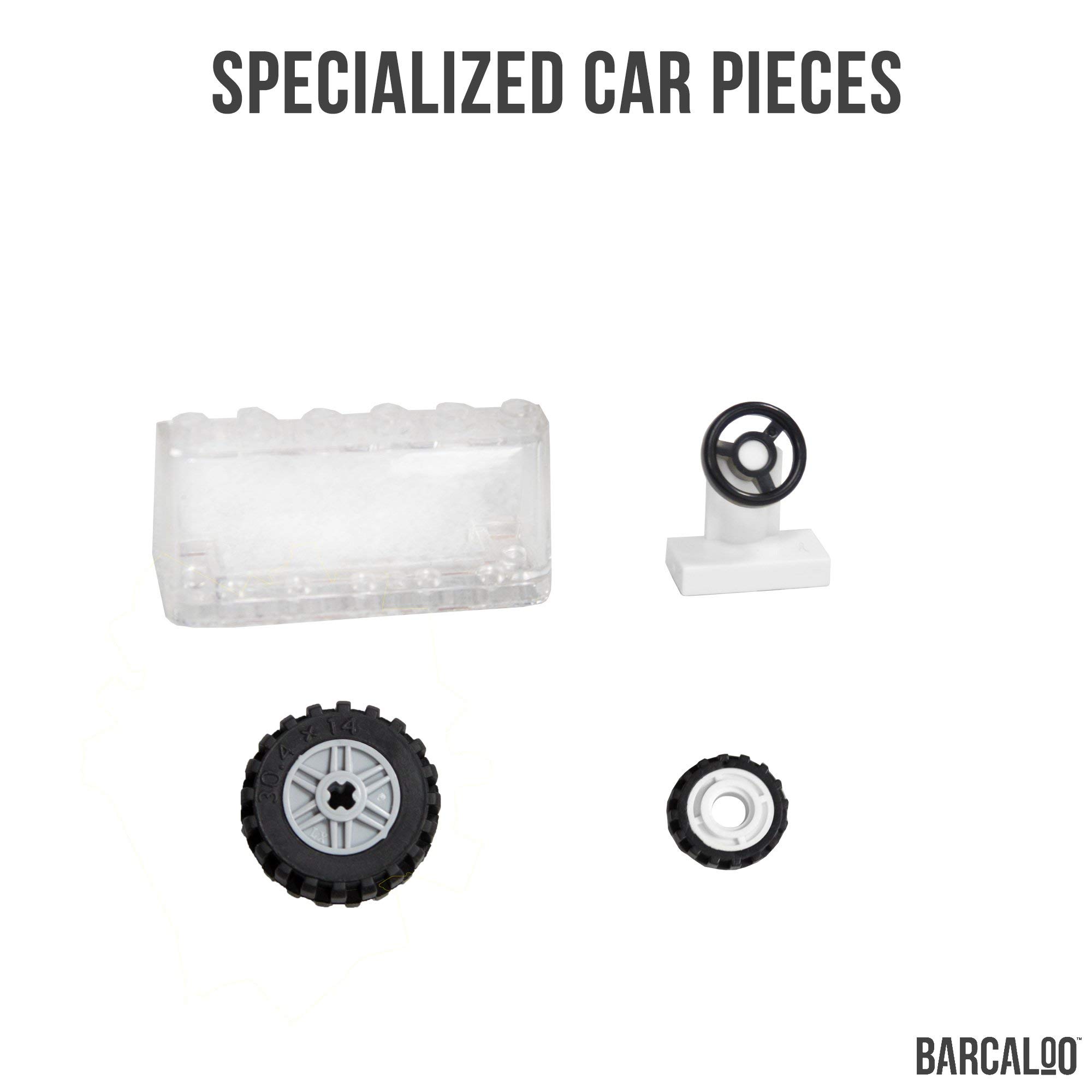 Barcaloo 400 Piece Wheels, Tires, and Axles Set - Building Brick Compatible Play Kit