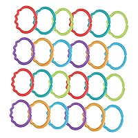 ERINGOGO 48pcs Grabbing Car Link Toys Teething Pacifier Clips Toy Links Silicone Soother Clip Toy Animal Links for Stroller Toys Boys Toys Plastic Molar Rainbow Circle