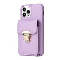 LOFIRY-Cover for iPhone 14 Pro Max/14 Plus/14 Pro/14, Crossbody Wallet Case, with Card Holder, Leather Detachable Lanyard Neck Strap Phone Cover,15plus 6.7'' (15pro max 6.7'',Purple)