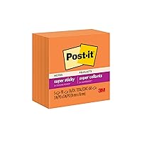 Post-it Super Sticky Notes, 5 Sticky Note Pads, 3 x 3 in., School Supplies, Office Products, Sticky Notes for Vertical Surfaces, Monitors, Walls and Windows,Vital Orange