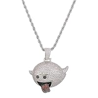 Moca Jewelry Iced Out Funny Grimace Expression Pendant 18K Gold Plated Chain Bling CZ Simulated Diamond Hip Hop Necklace for Men Women