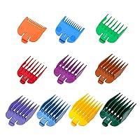 10Pcs Professional Hair Clipper Guards Cutting Guides Fits for Most Wahl Clippers, Color Coded Clipper Combs Replacement - 1/16