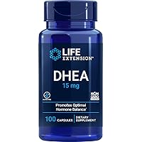 Life Extension DHEA 15 mg, dehydroepiandrosterone, Healthy Hormone Balance, Cardiovascular Health, Supports Lean Muscle Mass, Gluten-Free, Non-GMO, 100 Capsules