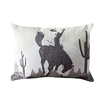 Rod's Tumbleweed Trail Vintage Western Cowboy (Accent Pillow) - Cowboy Bronco Desert Scene Pillow (18x14in) - Cotton