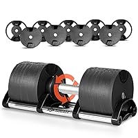 SQUATZ 70lb Adjustable Dumbbell Weight, Fitness Equipment with Anti-Slip Metal Handle, Quick Change Weight Adjustments with Twist Lock Technology, for Full Body Workout and Weightlifting