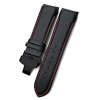 22mm 23mm 24mm Curved End Watchband fit for T035617 Cowhide Watch Strap Clasp Bracelets Men (Color : Black red Black, Size : 24mm)