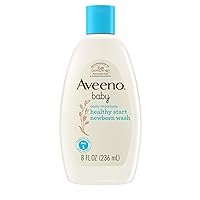 Aveeno Baby Healthy Start Nourishing Newborn Wash, Hypoallergenic Baby Body Wash with Prebiotic Oat Gently Cleanses Delicate Newborn Skin, Fragrance-Free, Tear-Free, Paraben-Free, 8 fl. oz