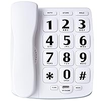 Big Button Phone for Elderly, JeKaVis J-P02 Amplified Corded Phones for Hearing Impaired Aid Home Phone Landline for Seniors with Speaker House Wall Phone for Hard of Hearing, White