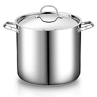 Cooks Standard 18/10 Stainless Steel Stockpot 20-Quart, Classic Deep Cooking Pot Canning Cookware with Stainless Steel Lid, Silver