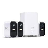 eufy Security, eufyCam S220 (eufyCam 2C Pro) 3-Cam Kit, Wireless Home Security System with 2K Resolution, 180-Day Battery Life, HomeKit Compatibility, IP67, Night Vision, and No Monthly Fee.