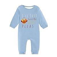 Infant/Toddler Romper Long Sleeved Round Neck Letter Printing Thanksgiving Romper Thanksgiving Baby Romper with