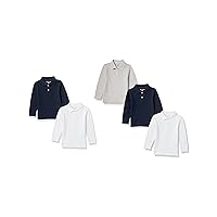 Amazon Essentials Boys and Toddlers' Uniform Long-Sleeve Pique Polo Shirt, Multipacks