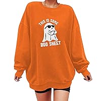 This Is Some Boo Sheet Letter Sweatshirt Oversized Halloween Ghost Graphic Funny Pullover Spooky Season Casual Tops