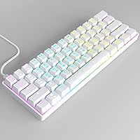 targeal 60% Mechanical Gaming Keyboard - 61 Keys Gateron Red Switch Quiet Office Computer Keyboard - Multi Color RGB Rainbow Led Backlit - Programmable for PC/Windows/Mac/Gamer - USB Wired - White