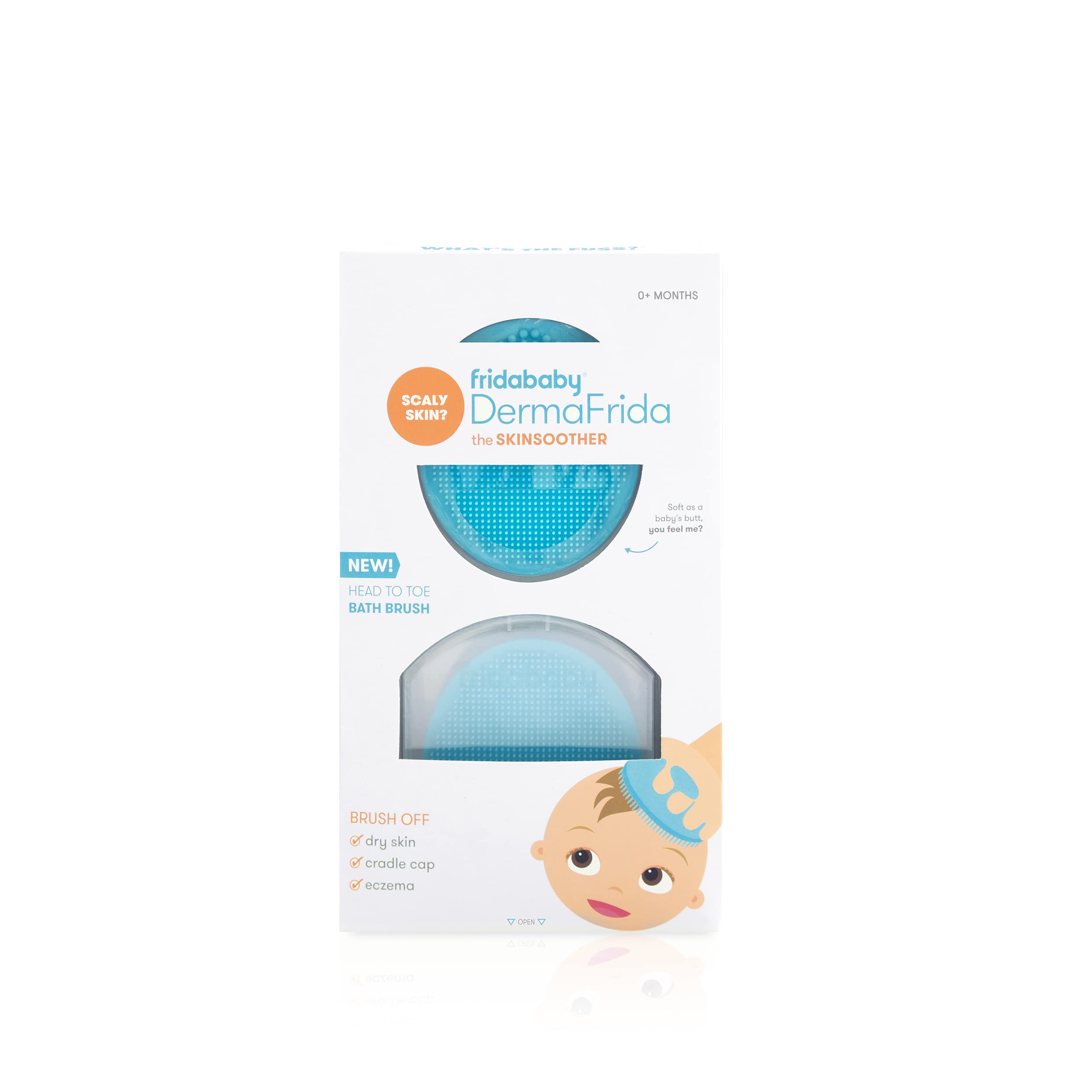 Frida Baby DermaFrida The SkinSoother Baby Bath Silicone Brush| Baby Essential for Dry Skin, Cradle Cap and Eczema (2 Pack)
