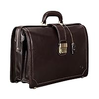 Maxwell Scott - Personalized Mens Luxury Leather Executive Lawyer Briefcase - 2 Section Top Handle - The Basilio