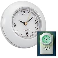 Bits and Pieces - Nighttime Glow Clock - Glow-in-The-Dark Outlet Clock - Night Light