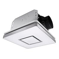 Akicon Bathroom Exhaust Fan with Shower Light, 90 CFM, 1.5 Sones Bathroom Fan Light Combo, 15W Dimmable 3CCT LED Light with 5W Night Light Ventilation fan for Bathroom and Home, Square, Sliver