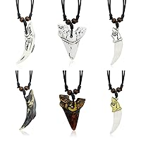 Shark Tooth Necklace for Boys Summer Shark Teeth Necklace for Men Beach Surfer Necklace Leather Shark Tooth Pendant Necklaces for Women
