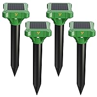 Mole Repellent Solar-Powered Groundhog Repeller Snake Deterrent Vibration Stakes for Outdoor Use Repel Vole Gopher Armadillo in Yards and Lawns 4 Pack