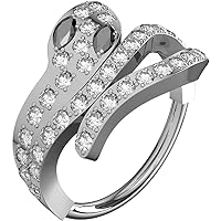 Snake with Clear Cz Gemstone 16 Gauge 316L Surgical Steel Hinged Clicker Segment Ring, Cartilage, Helix Ring Piercing Jewelry