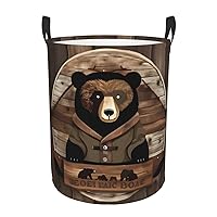Cloth Hamper - Collapsible Laundry Basket Waterproof - Perfect For Ideal For Clothes Toys Books Rustic Lodge Bear