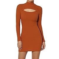 TheMogan Junior's Long Sleeve Stretch Bodycon Pencil Mini Dress Day to Night Casual Night Out Dress
