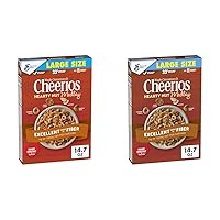 Cheerios Hearty Nut Medley Breakfast Cereal, Maple Cinnamon Flavored, Made With Whole Grain, Large Size, 14.7 oz (Pack of 2)