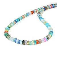 Natural Ethiopian Disco Fire Opal 4-5MM Bead Necklace Smooth Rondelle October Birthstone Handmade Jewelry For Gift (45CM)