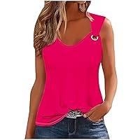 O Ring Tank Tops for Women Casual Scoop Neck Cami Summer Sleeveless Tank Shirts Plain Basic Tops Athletic Tees