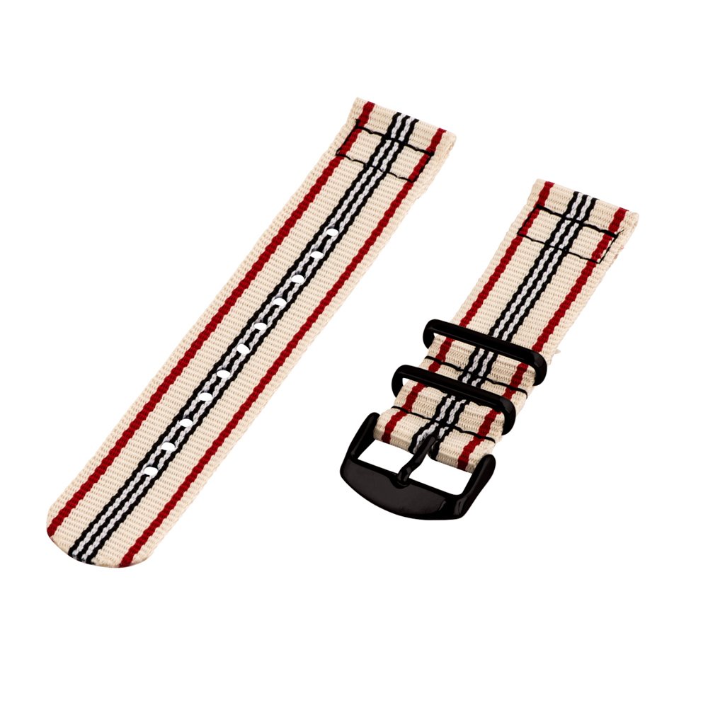 Clockwork Synergy - 18mm 2 Piece Classic Nato PVD Nylon White / Navy / Red Replacement Watch Strap Band