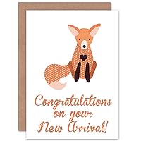 New Baby Arrival Congratulations Fox Vixen Art Sealed Greeting Card Plus Envelope Blank inside
