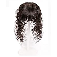 Curly Human Hair Forehead Topper with Bangs for Women, 4