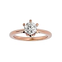 0.02 Carat Natural Diamond and 1 Carat Moissanite Engagement Ring for Women in 18k Gold (I-J/F, SI/VVS, cttw) Solitaire Style Size 4 to 10.5 by VVS Gems