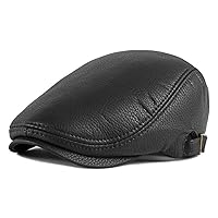 MHGLOVES Leather Flat Cap, Duckbill Flat Cap, Golfer Hunter Cap, Flat Cap, Chauffeur Cap, Peaked Cap, Golfer Cap, Cap, Hat, Pack of 2 (55-60 cm)