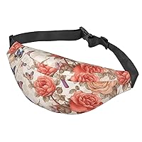 Fanny Pack For Men Women Casual Belt Bag Waterproof Waist Bag Romantic Fancy Floral Birds Butterfly Running Waist Pack For Travel Sports