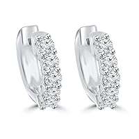 1.40 ct Ladies Round Cut Diamond Huggie Earrings In 14 Kt White Gold