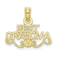 10k Gold Best Grandma With Flower Pendant Necklace Measures 13.7x16.9mm Wide Jewelry Gifts for Women