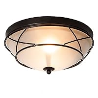 Black Classic Dome Ceiling Light Flush Mount,2-Light Bronze Lighting Fixtures Frosted Glass Farmhouse Ceiling Lamp for Living Room Kitchen Bedroom Hallway Entryway Staircase Indoor/Outdoor