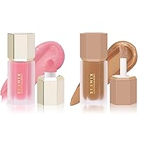 Soft Cream Blush for Cheeks & Liquid Contour Stick, Weightless, Long-Wearing, Smudge Proof, Natural-Looking, Dewy Finish