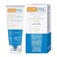 Acne Clearing Mask, 3.5% Sulfur Acne Treatment, Absorbs Excess Oil and Unclogs Pores with Vitamin C, Bentonite, and Zinc, 1.7 Ounce