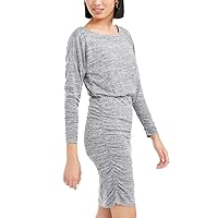 Womens Ruched Heathered Mini Dress Gray XXS