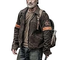 LP-FACON Walking Rick Grimes Jacket Andrew Lincoln Real Suede Leather Brown Jacket Men's Trucker Jacket